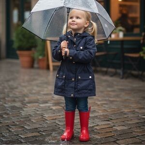 Girls Cutie Patootie Navy Gold Button Hooded Jacket XXS